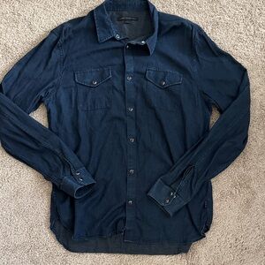John Varvatos Navy Button-Up Shirt